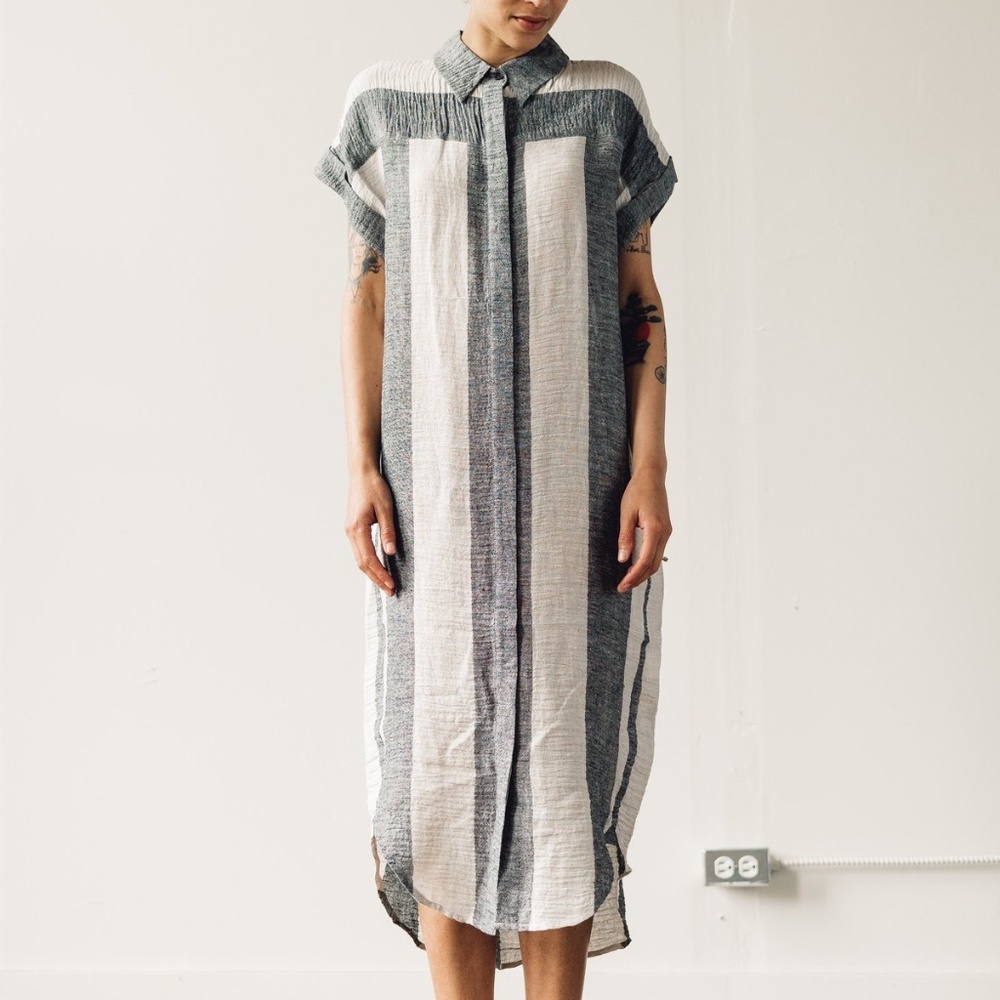 Szeki 7115 Maxi Shirtdress in BLUE Stripe